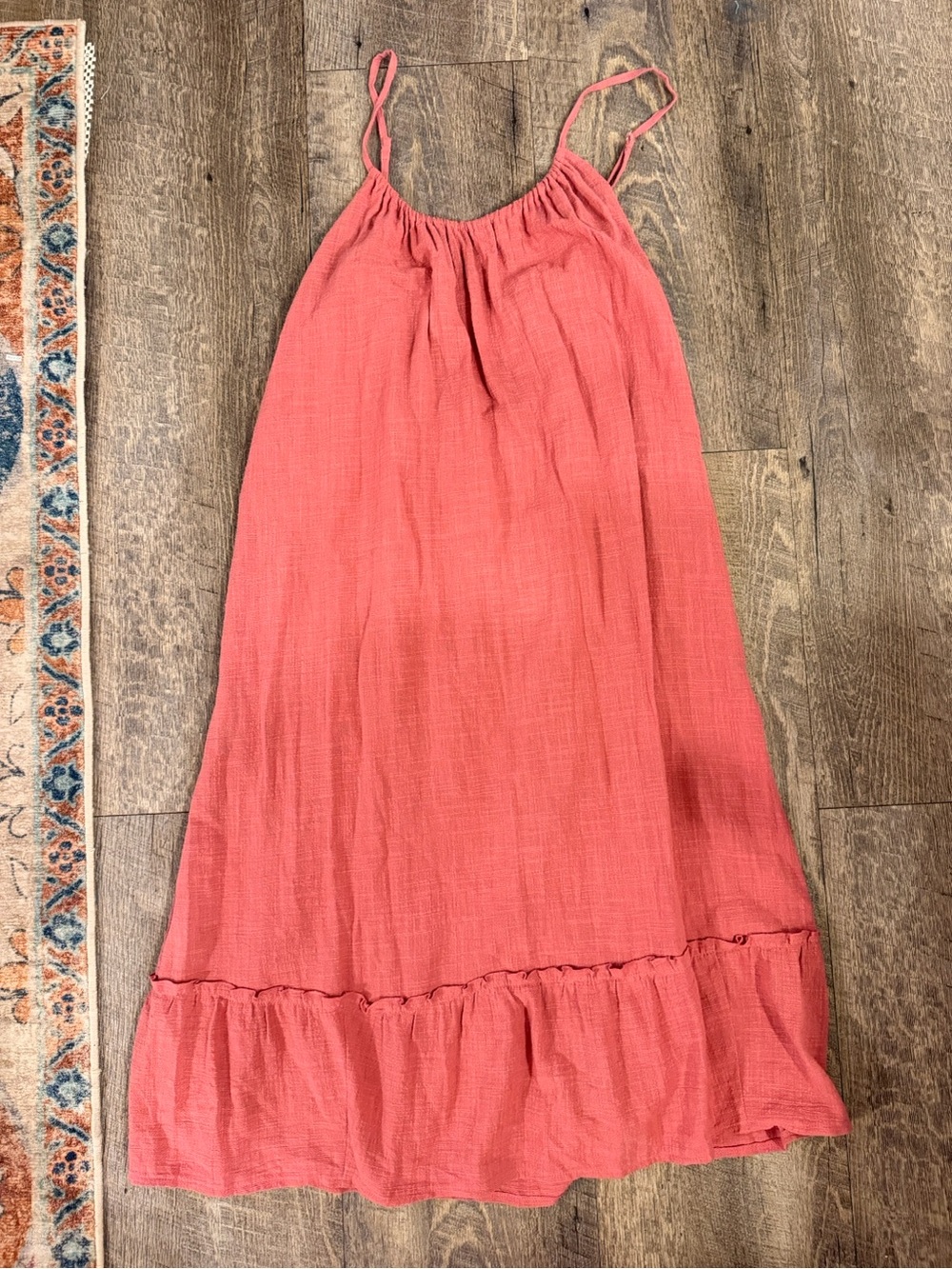 Kona Sol Coral Terracotta Ruffle Maxi Dress XL